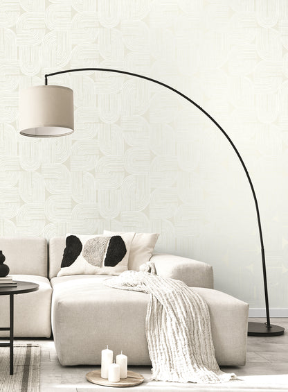 Seabrook Designs  Piper Geometric Geometric Contemporary Whites, Off Whites   - WH41320