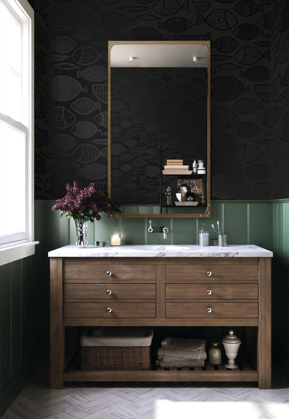 Seabrook Designs  Cadence Fish Animal Print Contemporary Blacks   - WH41400