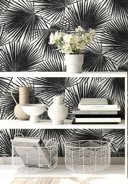 Seabrook Designs  Elvis Palms Botanical Contemporary Blacks   - WH41500