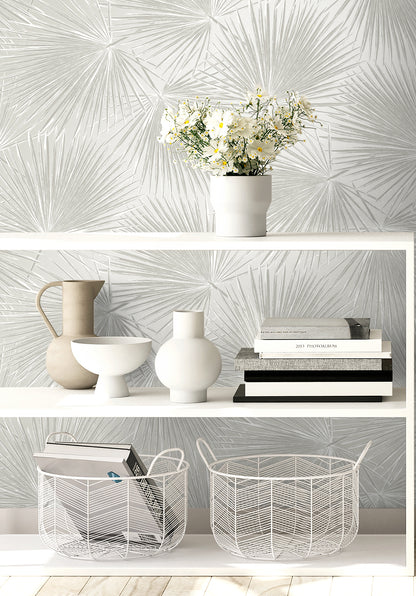 Seabrook Designs  Elvis Palms Botanical Contemporary Grays   - WH41505