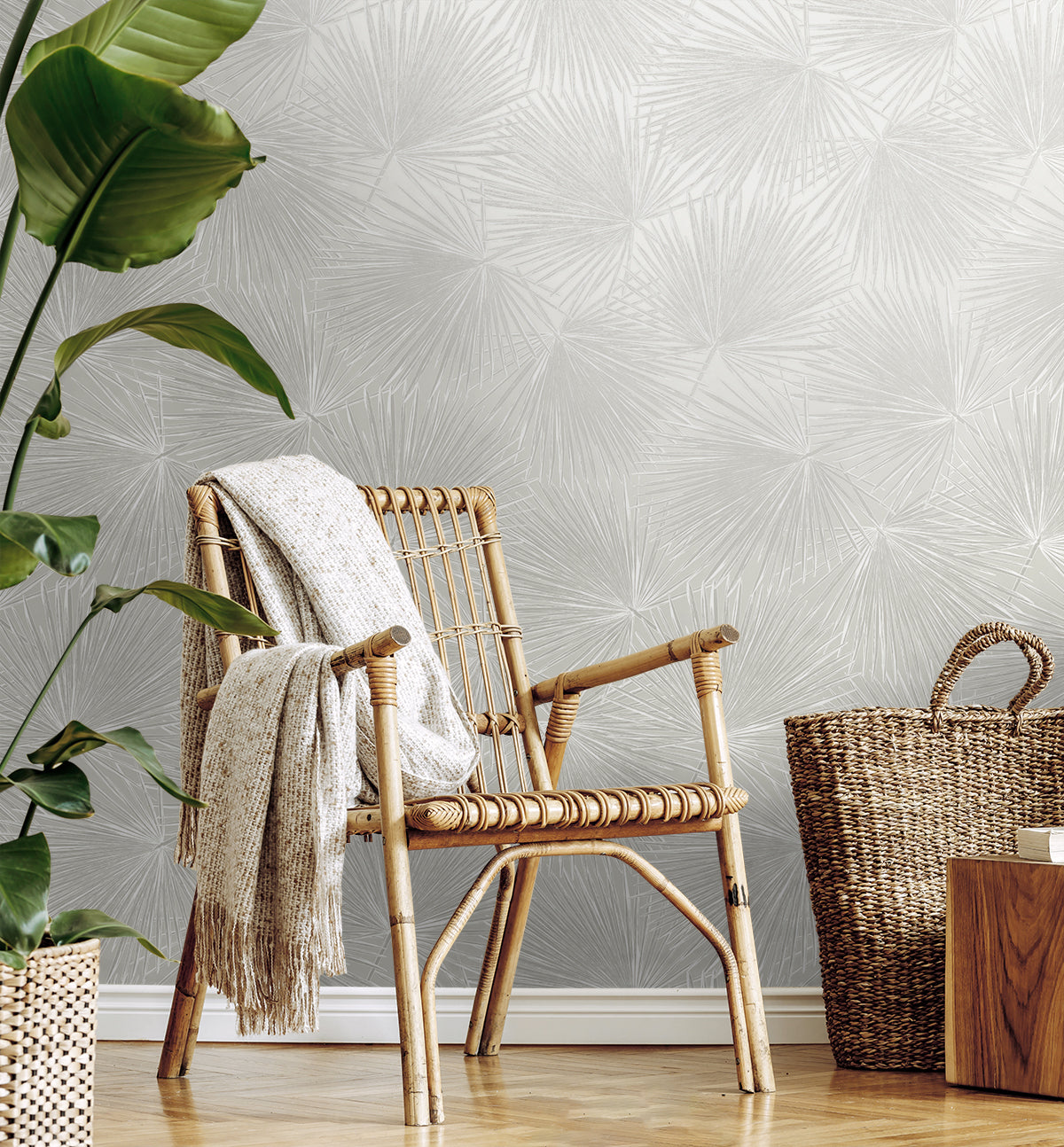 Seabrook Designs  Elvis Palms Botanical Contemporary Grays   - WH41505