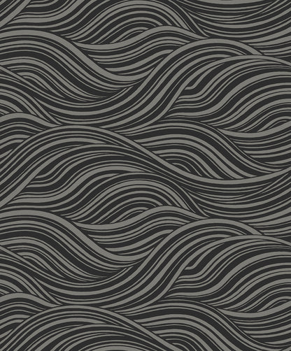 Seabrook Designs  Melody Waves Abstract Contemporary Silvers, Pewters   - WH41700