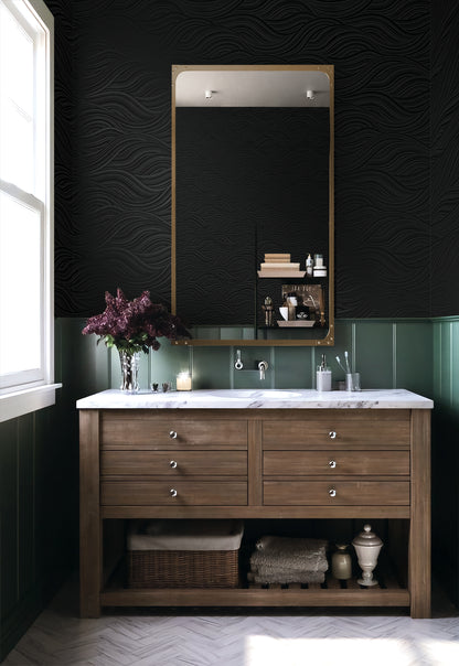 Seabrook Designs  Melody Waves Abstract Contemporary Blacks   - WH41720