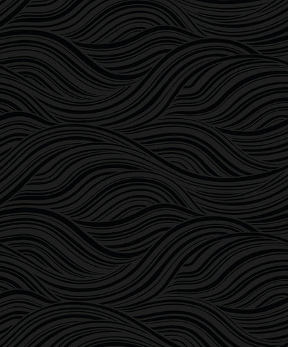 Seabrook Designs  Melody Waves Abstract Contemporary Blacks   - WH41720