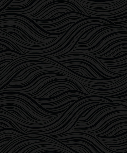 Seabrook Designs  Melody Waves Abstract Contemporary Blacks   - WH41720