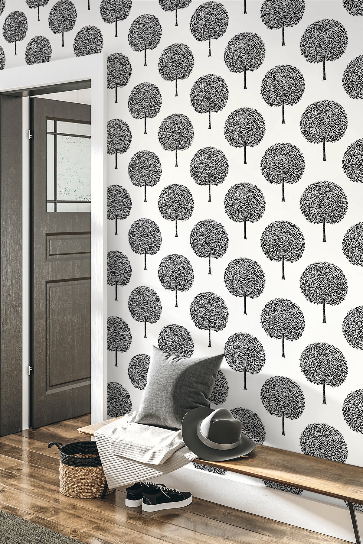 Seabrook Designs  Demi Trees Botanical Contemporary Blacks   - WH41800