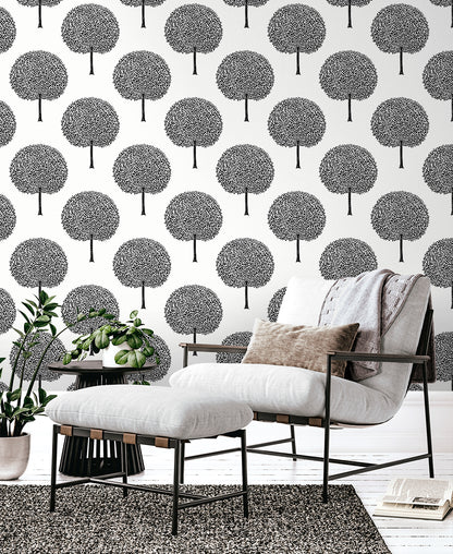 Seabrook Designs  Demi Trees Botanical Contemporary Blacks   - WH41800