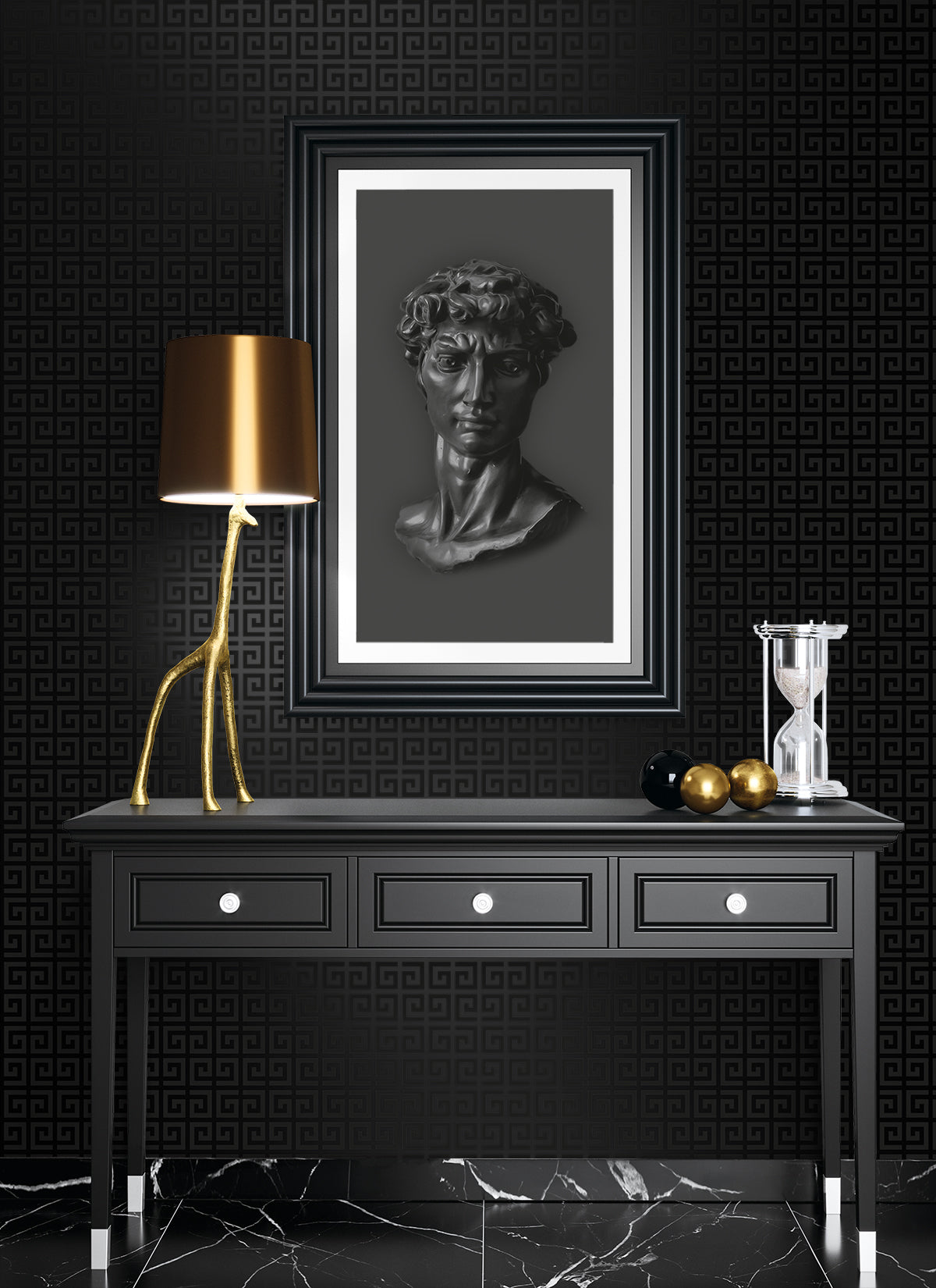 Seabrook Designs  Major Greek Key Geometric Contemporary Blacks   - WH41920