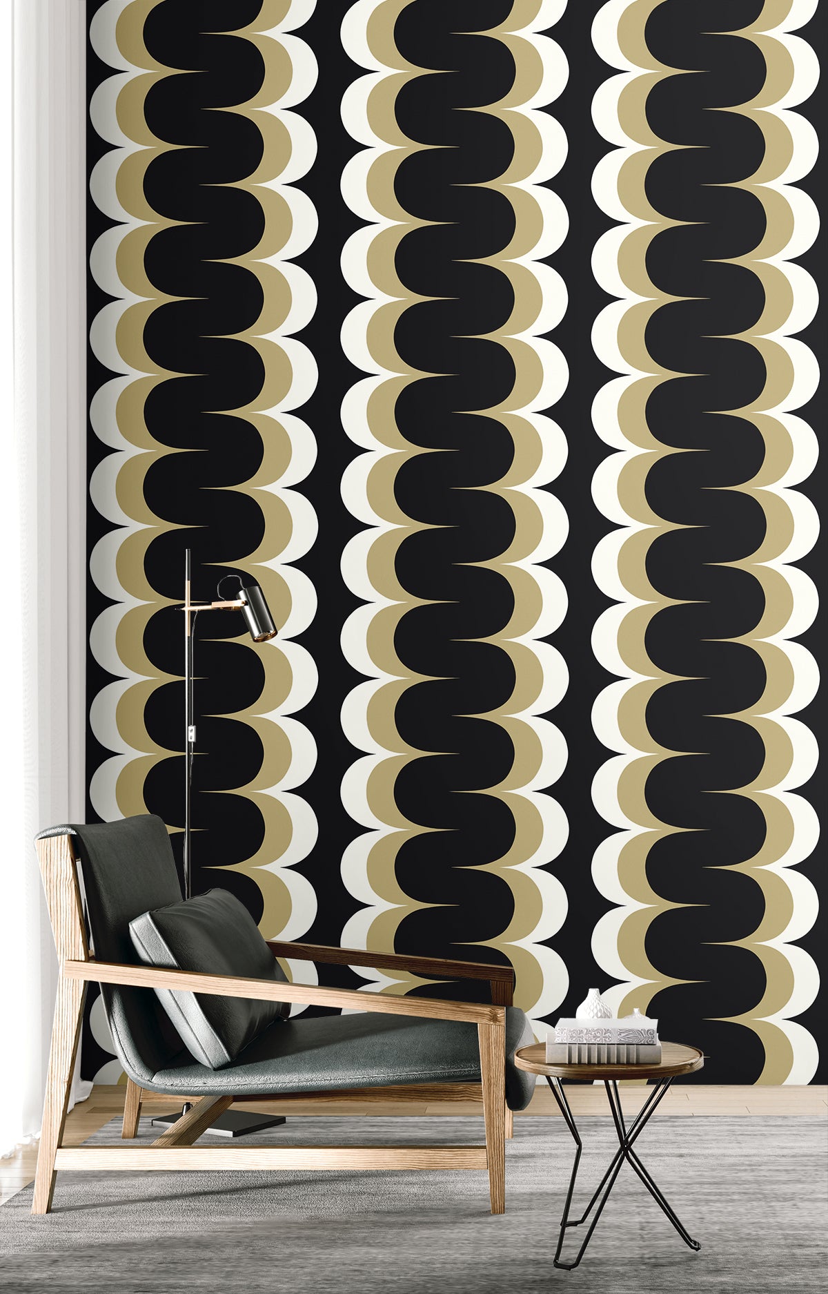 Seabrook Designs  Mandolin Geometric Stripe Geometric Contemporary Golds   - WH42005