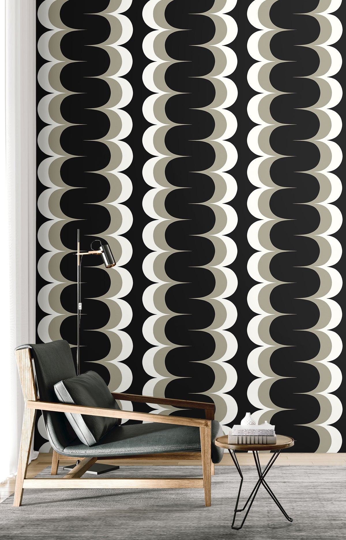 Seabrook Designs  Mandolin Geometric Stripe Geometric Contemporary Silvers, Pewters   - WH42008