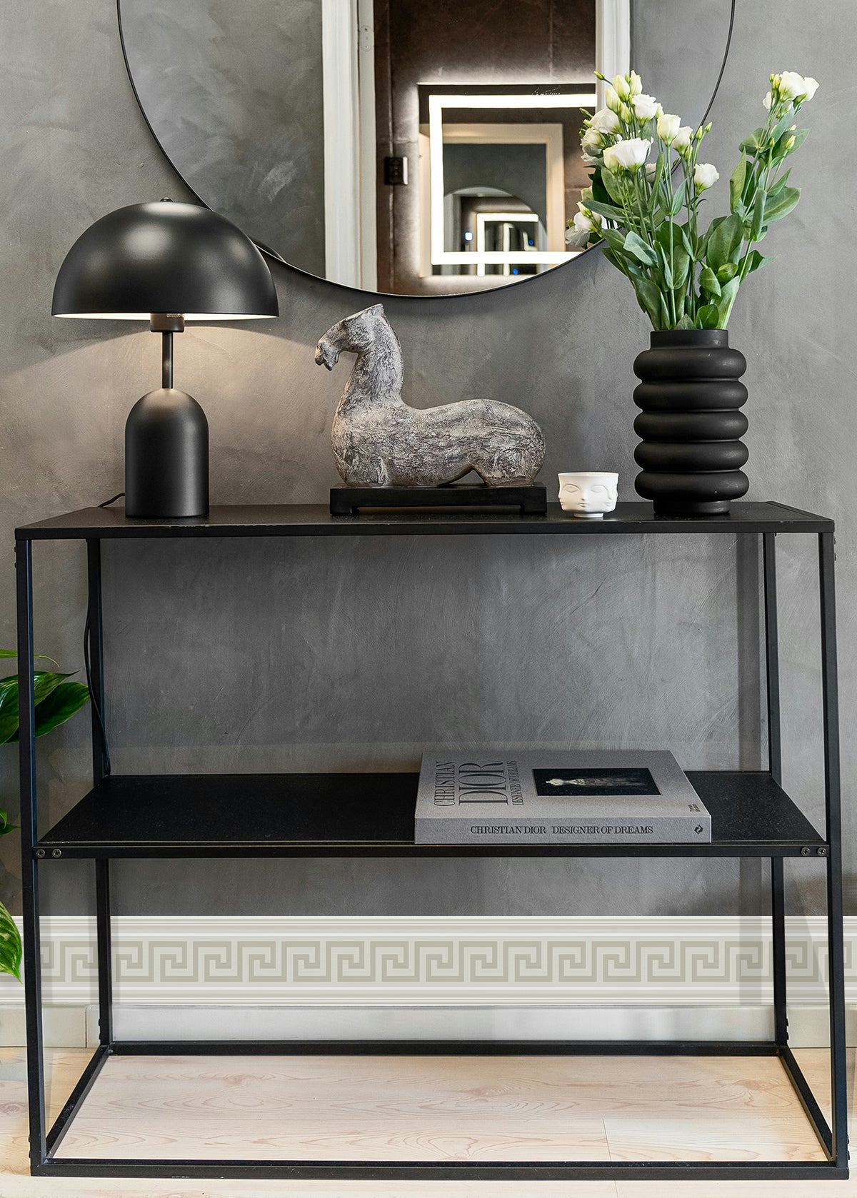 Seabrook Designs  Lyre Greek Key Border Geometric Contemporary Cool Neutrals   - WH42100