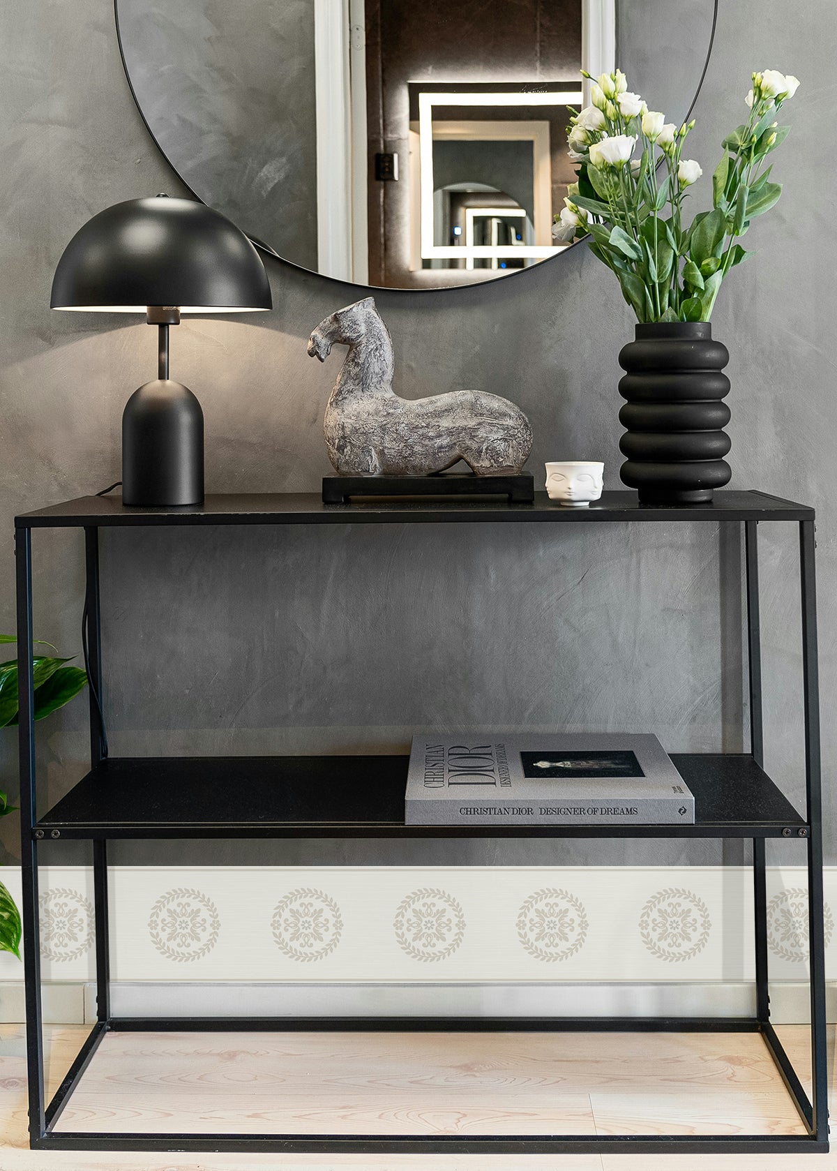 Seabrook Designs  Ronan Medallion Border Geometric Contemporary Cool Neutrals   - WH42200