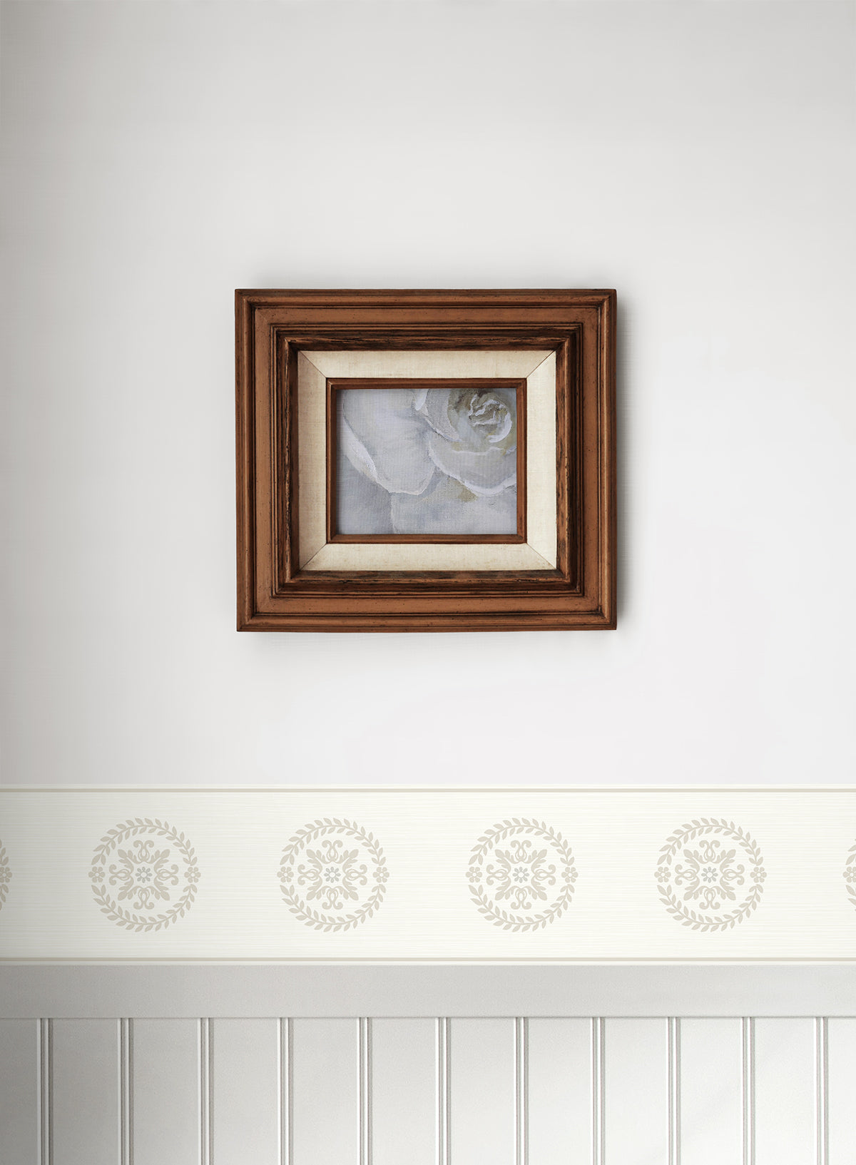 Seabrook Designs  Ronan Medallion Border Geometric Contemporary Cool Neutrals   - WH42200