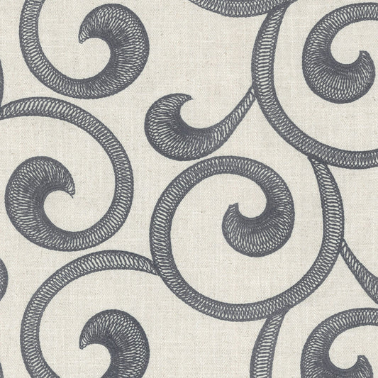 JF Fabrics WHISTLE 97 Fabric Traditional,Transitional,Contemporary,Scroll Grey,Silver  Embroidery,Texture - 5732197 J6931