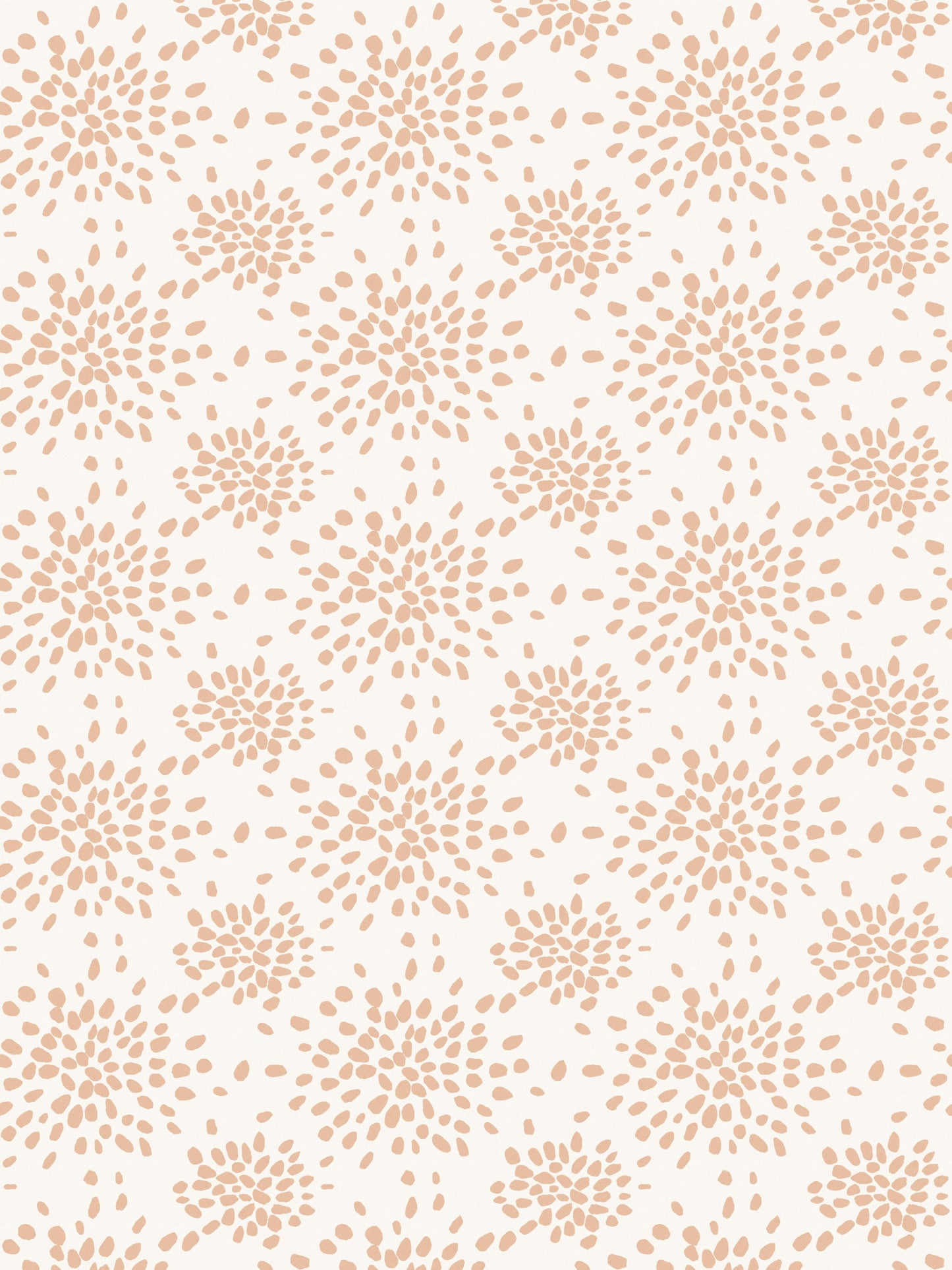 Cream background with peach dotted and circular abstract pattern in a repeating wallpaper design.