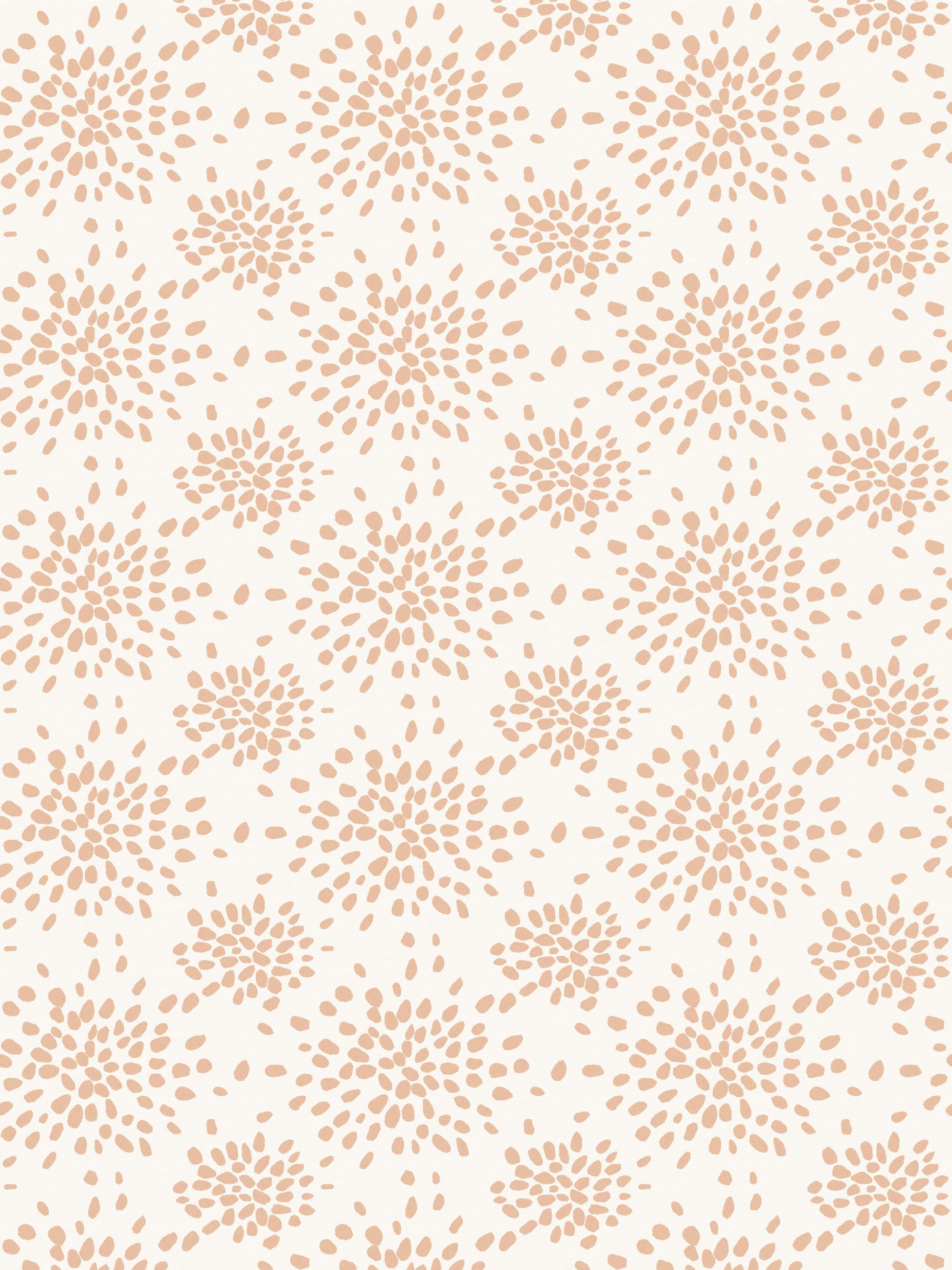 Cream background with peach dotted and circular abstract pattern in a repeating wallpaper design.