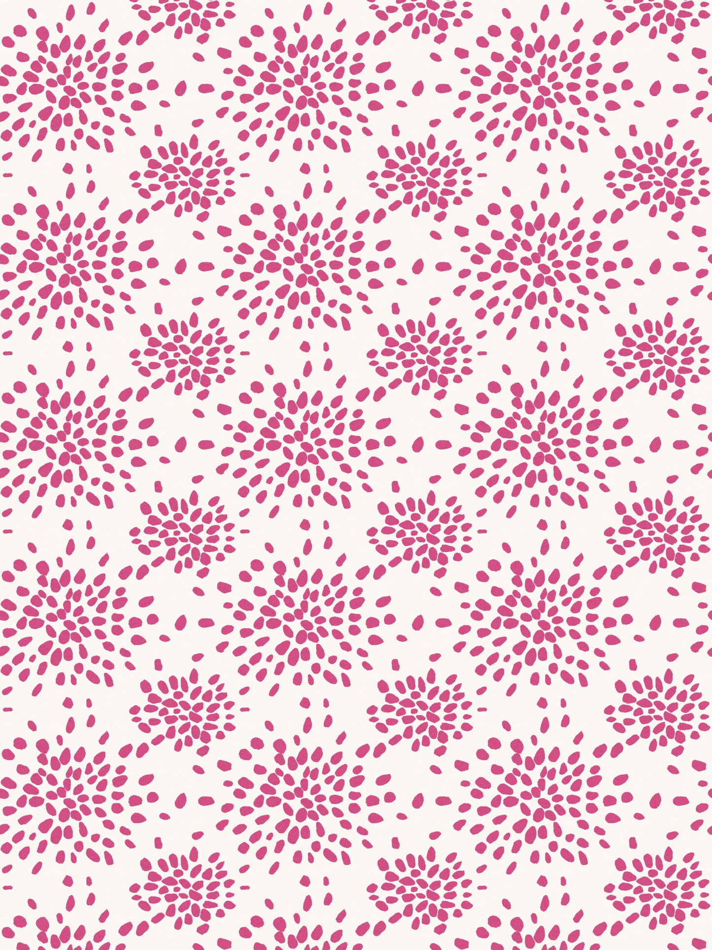 Abstract magenta dots and circles wallpaper print on cream background.