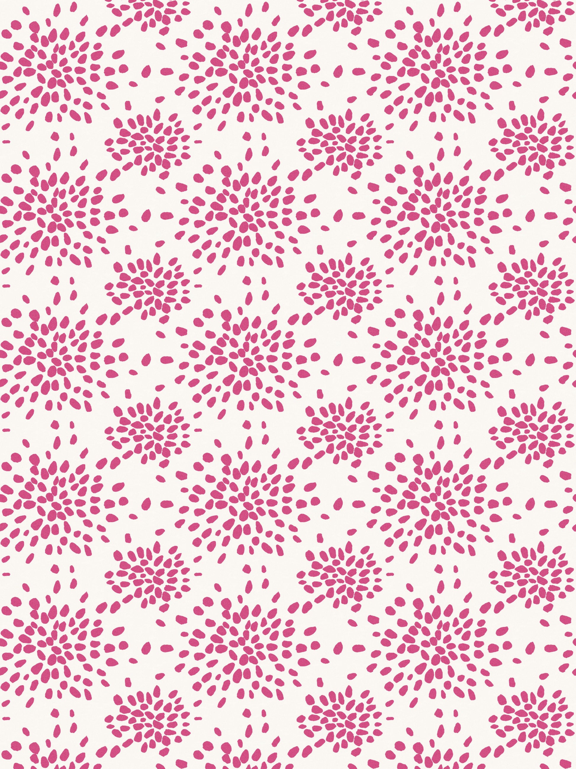 Abstract magenta dots and circles wallpaper print on cream background.