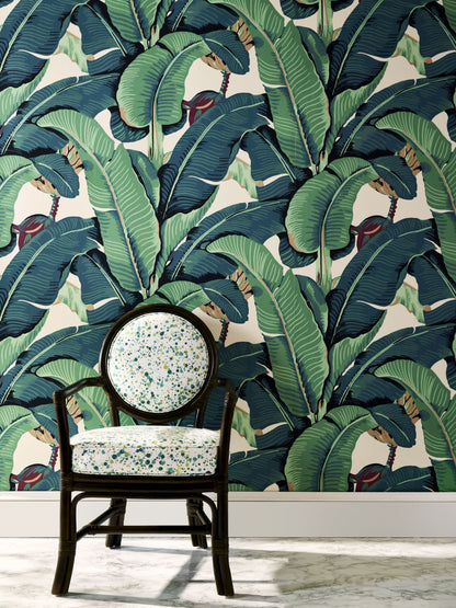 SCALAMANDRE  HINSON PALM - WIDE WIDTH BOTANICAL , FOLIAGE GREEN   - WHN000144000 NEW SKU # WHN440000001