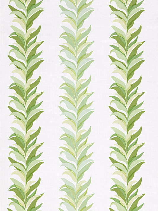 Three vertical leafy vines in varying greens; botanical wallpaper pattern for walls.