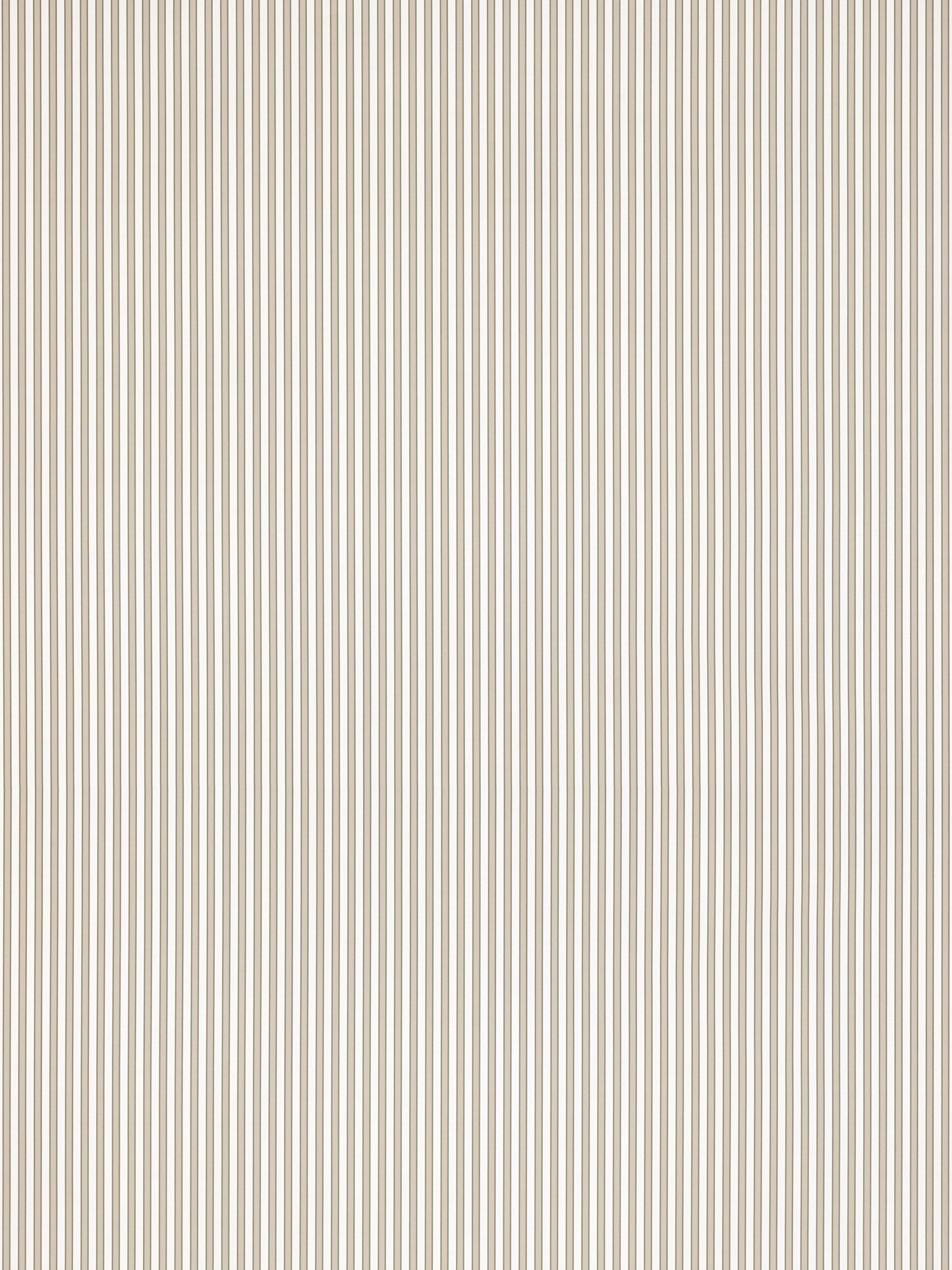 Beige wallpaper with thin vertical cream and taupe stripes.