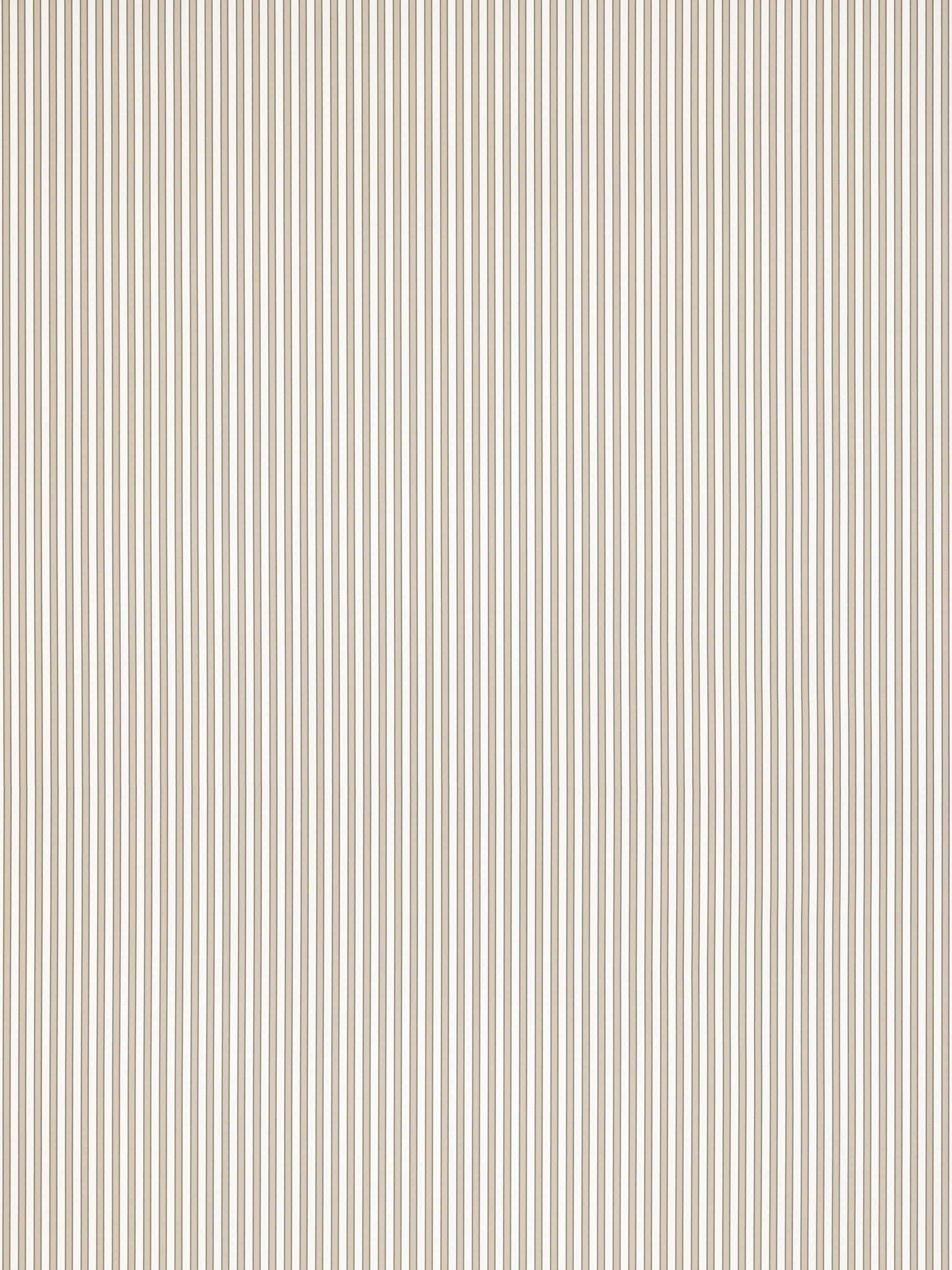 Beige wallpaper with thin vertical cream and taupe stripes.