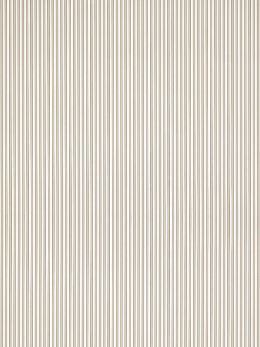 Beige wallpaper with thin vertical cream and taupe stripes.