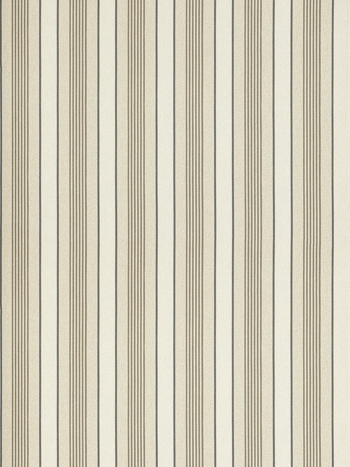 Beige and cream vertical striped wallpaper with narrow ribbed texture, a classic subtle wall covering.
