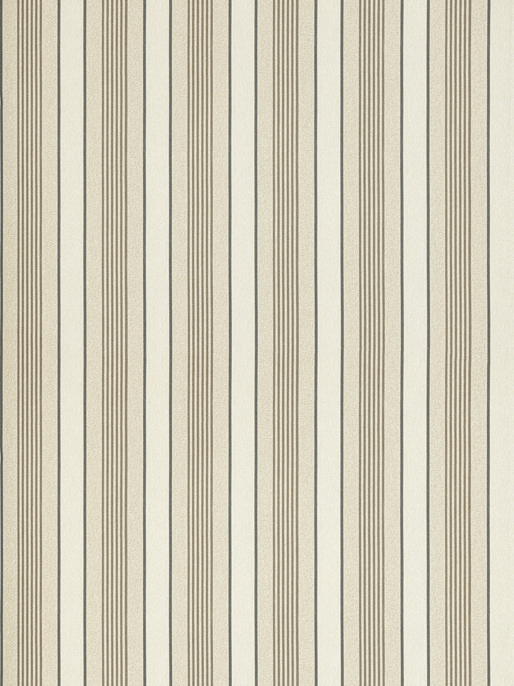 Beige and cream vertical striped wallpaper with narrow ribbed texture, a classic subtle wall covering.