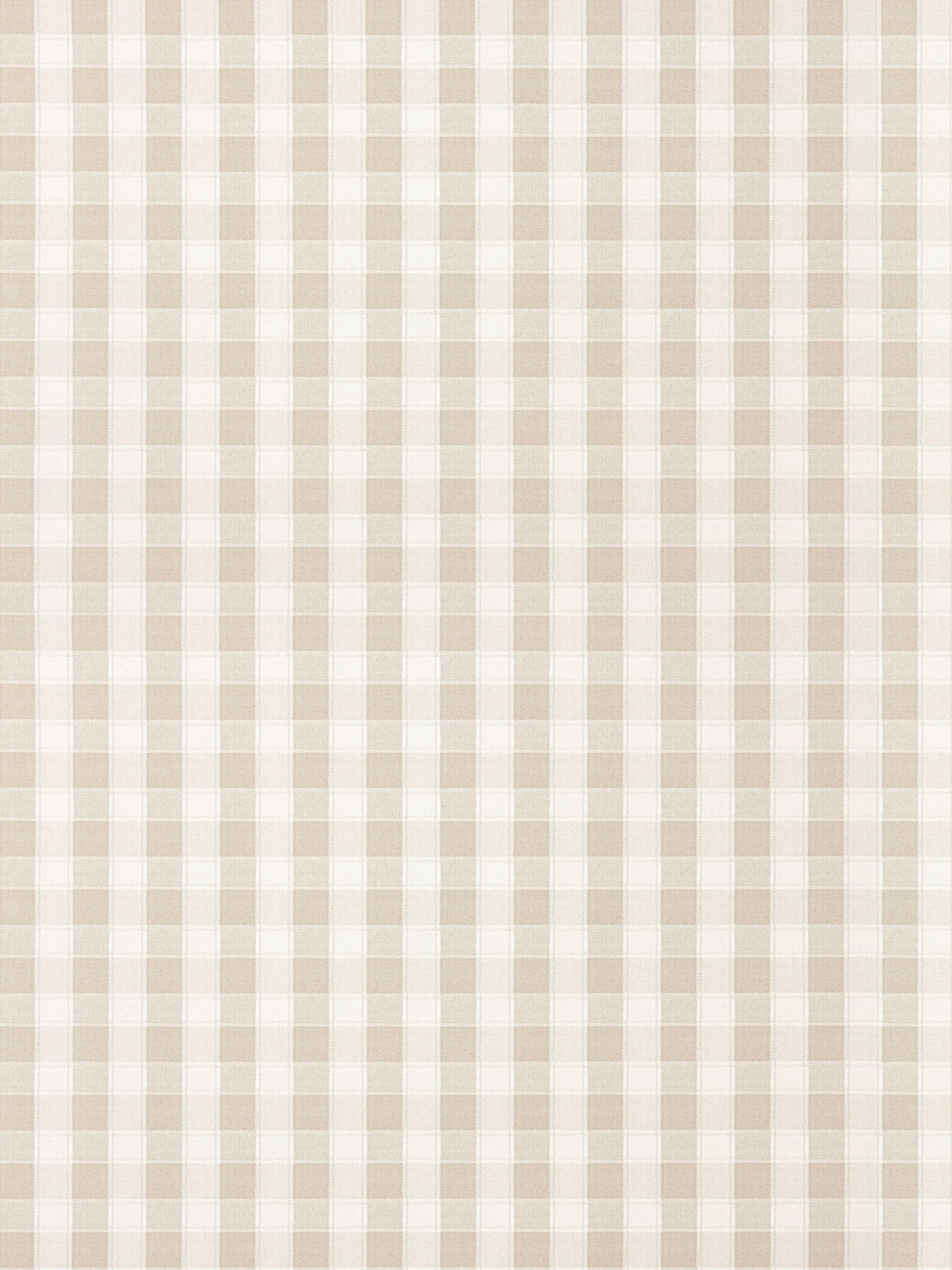 Beige and white gingham check pattern, light fabric texture, classic cottage-style textile.