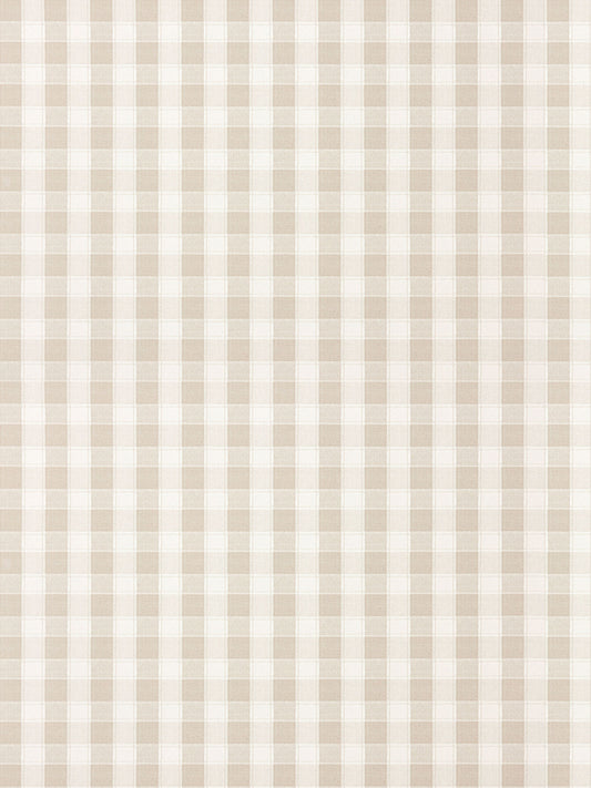 Beige and white gingham check pattern, light fabric texture, classic cottage-style textile.
