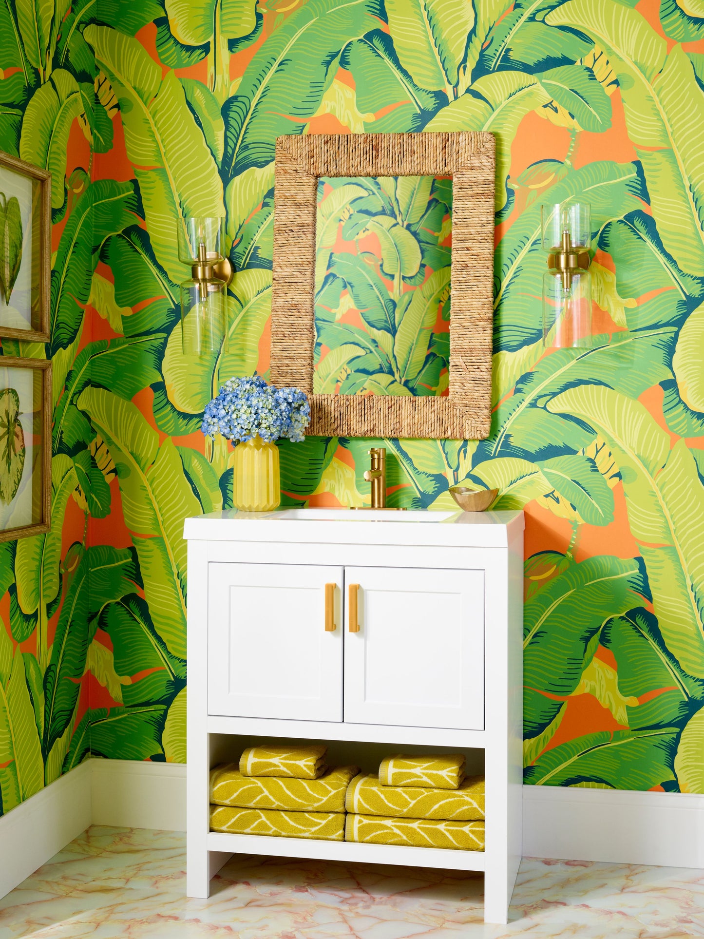 SCALAMANDRE  HINSON PALM BOTANICAL , FOLIAGE APEROL SPRITZ   - WHN000244000M NEW SKU # WHN44000M0002