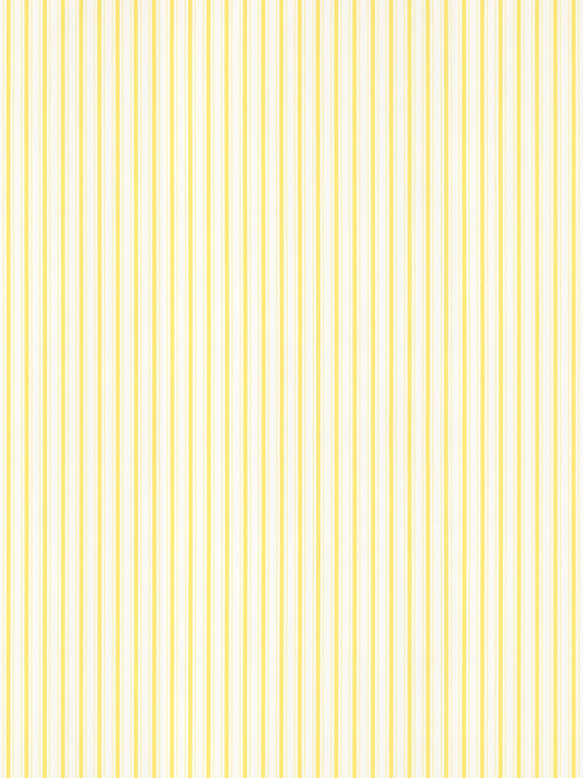 Yellow and white vertical stripe pattern on wallpaper; bright lemon stripe design.