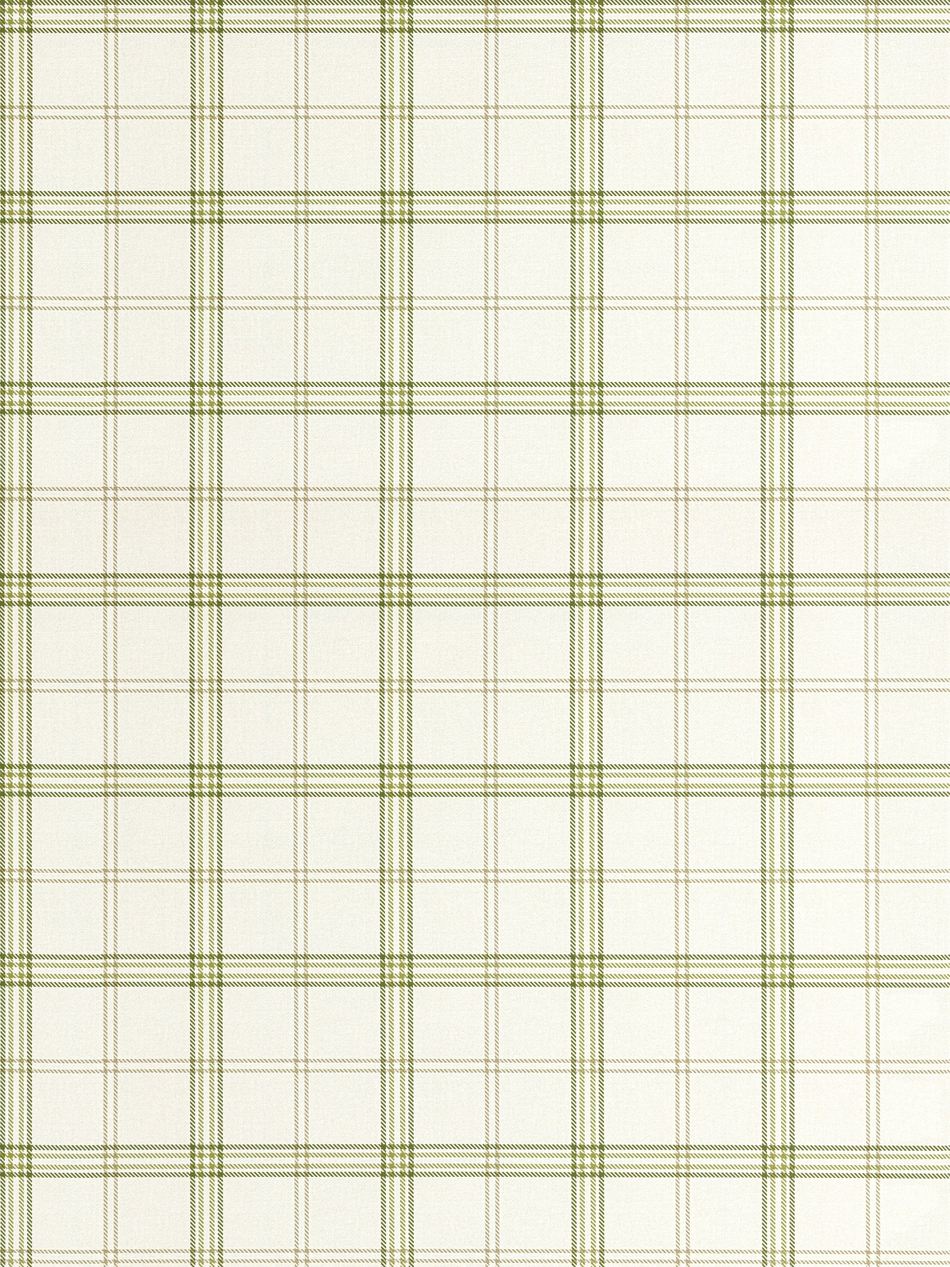 Cream wallpaper with olive-green plaid check pattern in a subtle grid; printed wallcovering.