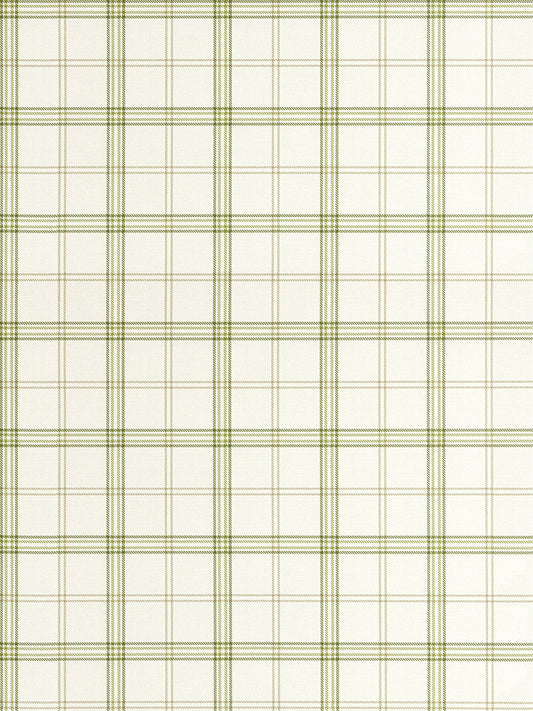 Cream wallpaper with olive-green plaid check pattern in a subtle grid; printed wallcovering.