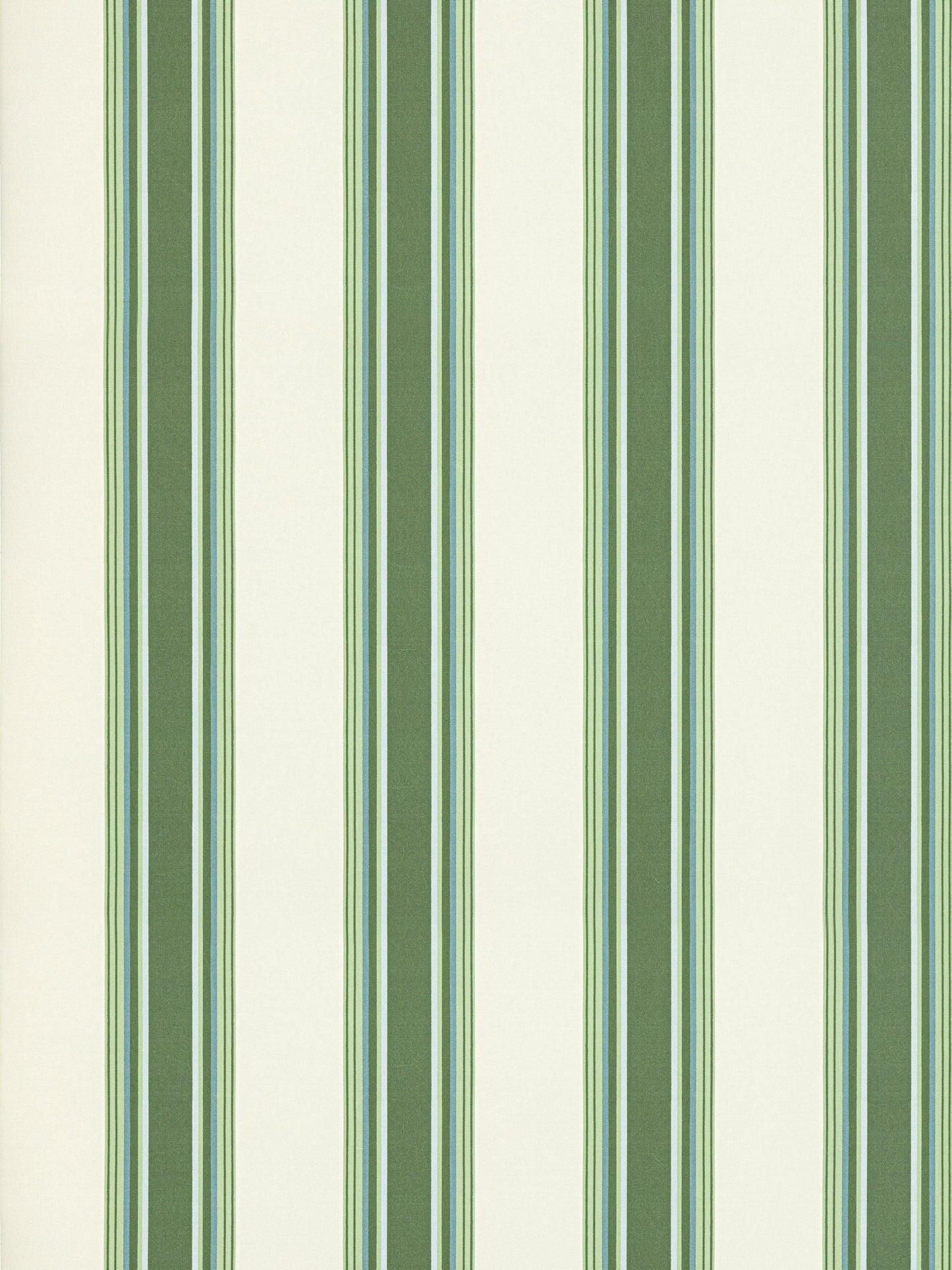 Vertical green striped wallpaper with olive and pale cream bands; fern stripe pattern.