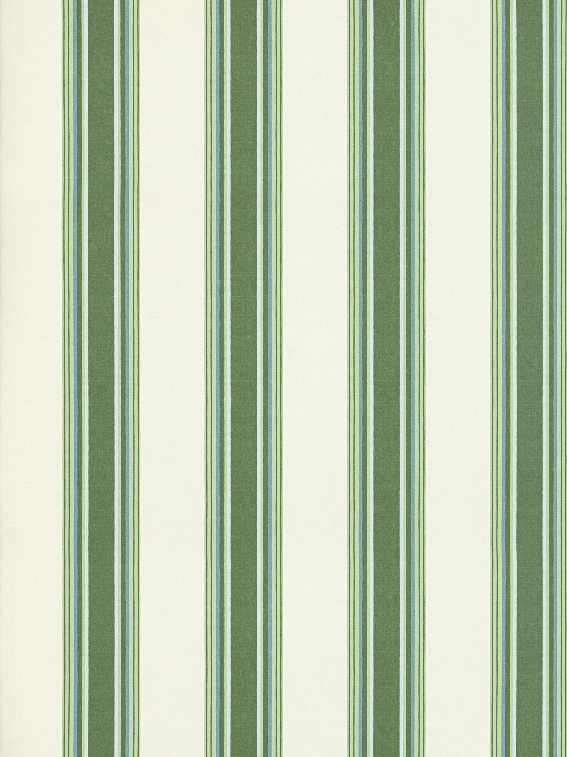 Vertical green striped wallpaper with olive and pale cream bands; fern stripe pattern.