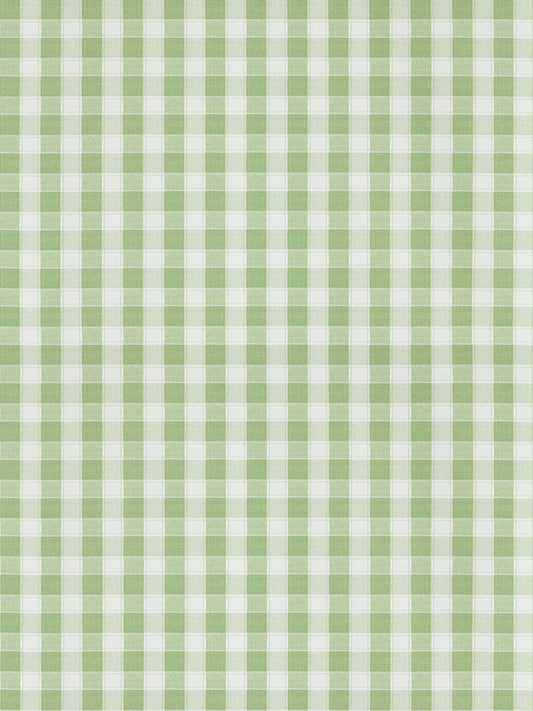 Green and white gingham fabric with small square checks; classic table linens or picnic textile.