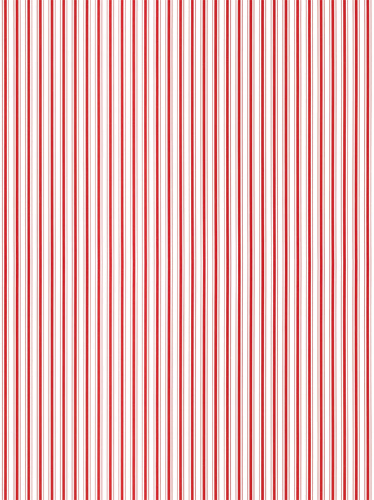 Red vertical stripe pattern; small-scale stripe wallpaper design in peppermint.