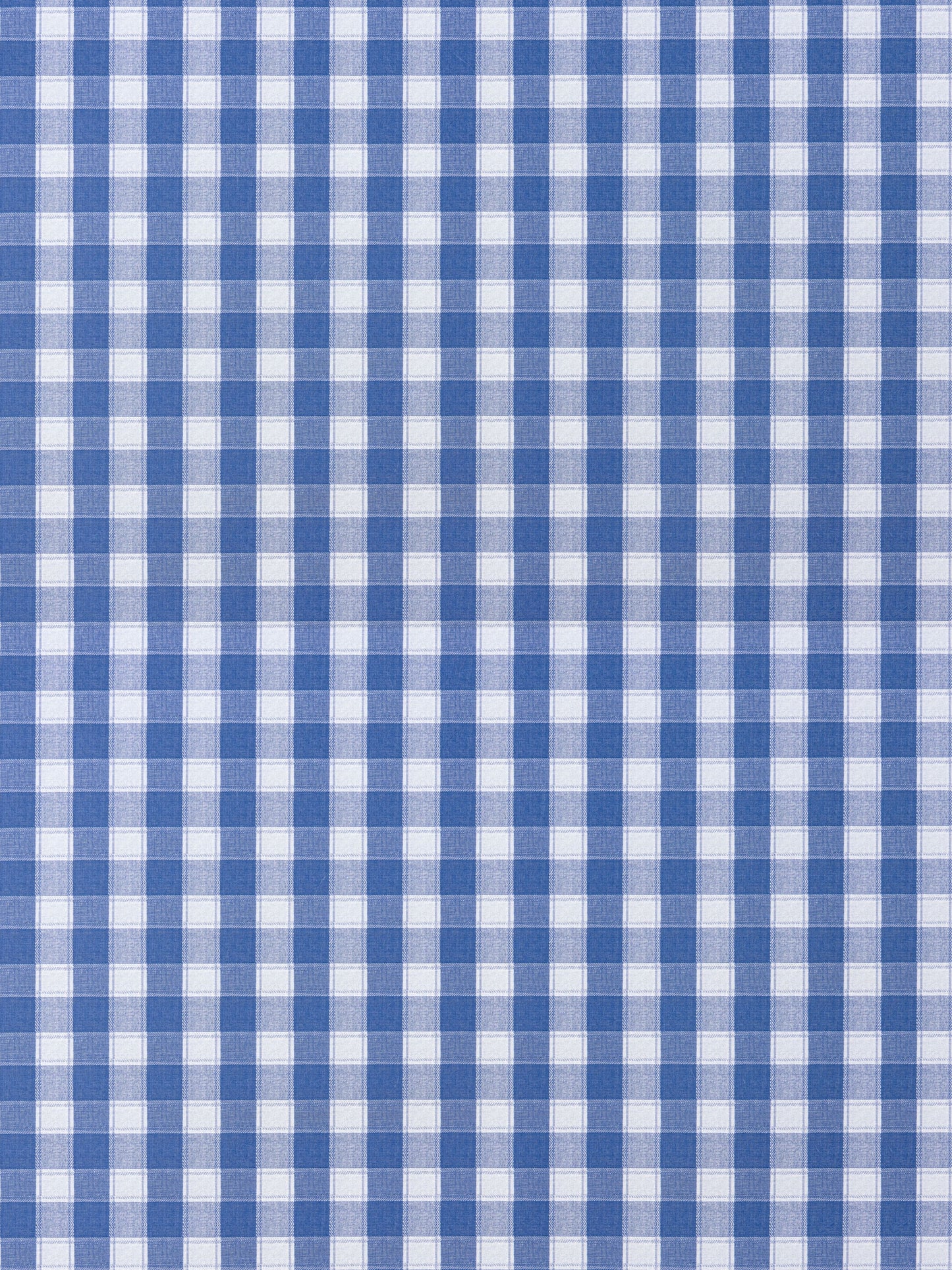 Blue and white gingham check fabric in a classic square pattern.