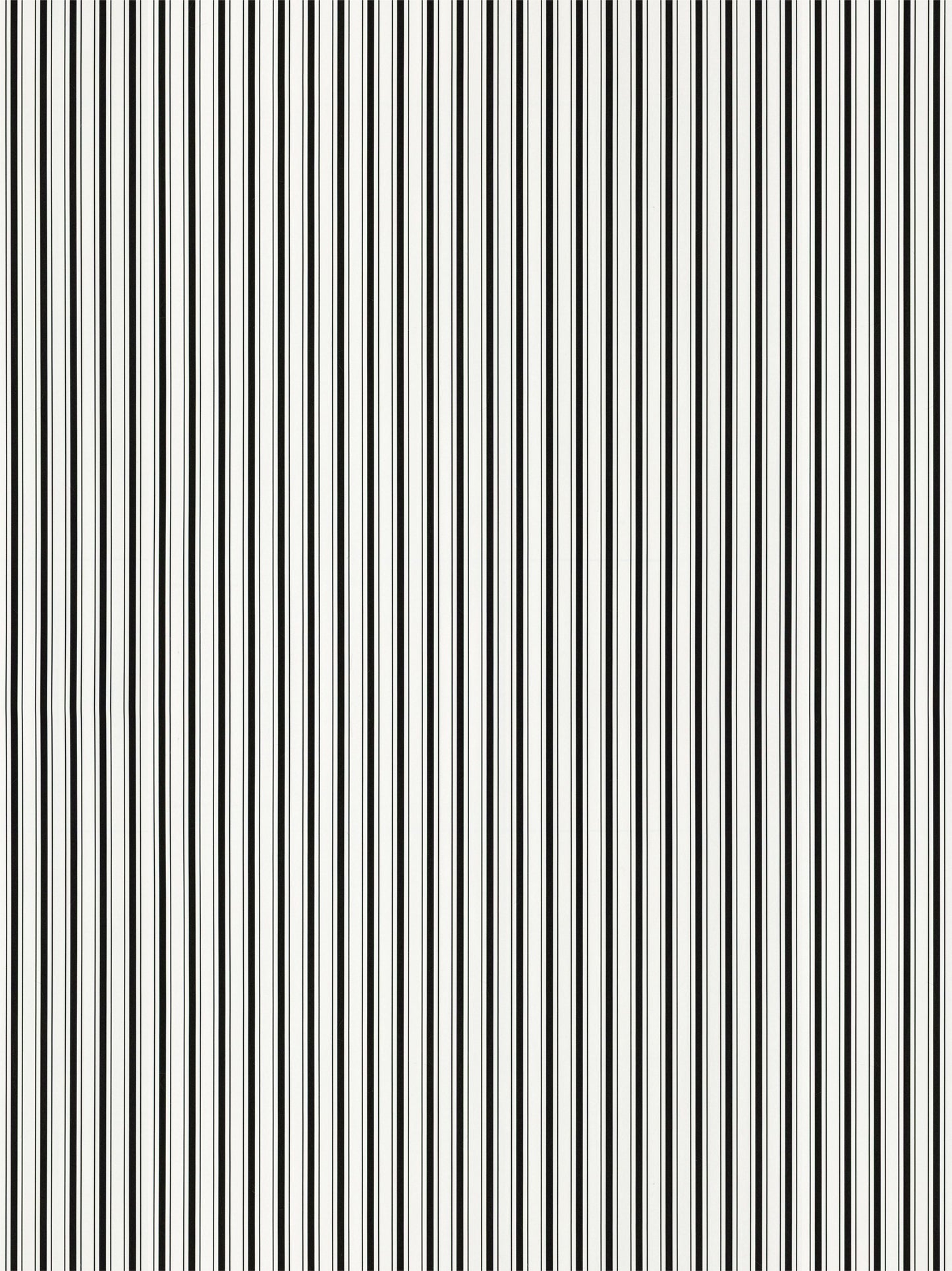 Black and white vertical stripe pattern with thin, evenly spaced lines creating a bold optical design.
