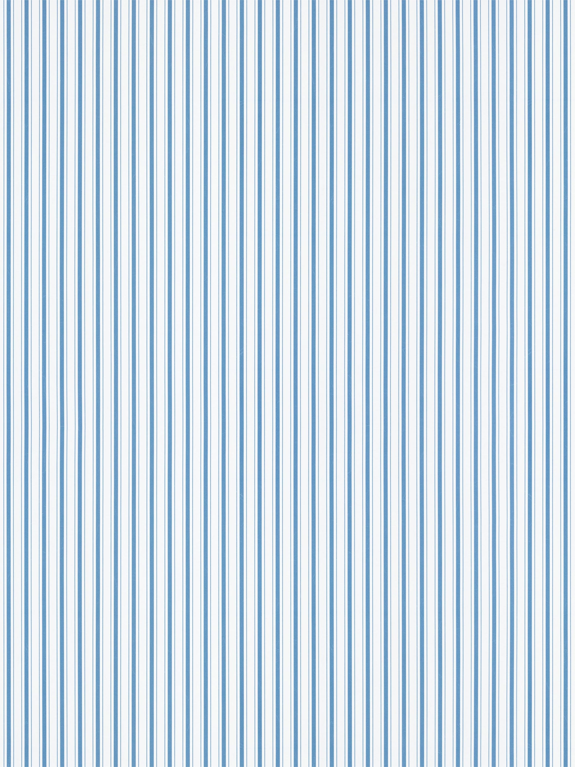 Blue and white vertical striped wallpaper with thin, evenly spaced stripes in a nautical pattern.