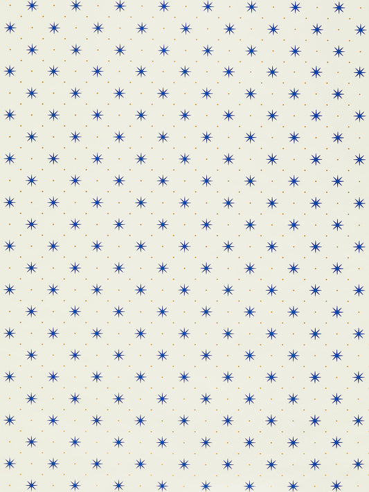 SCALAMANDRE  TRIXIE GEOMETRIC GRAPHIC SMALL SCALE BLUE & GOLD ON WHITE   - WHN000BP1003D NEW SKU # WHNP1003D000B