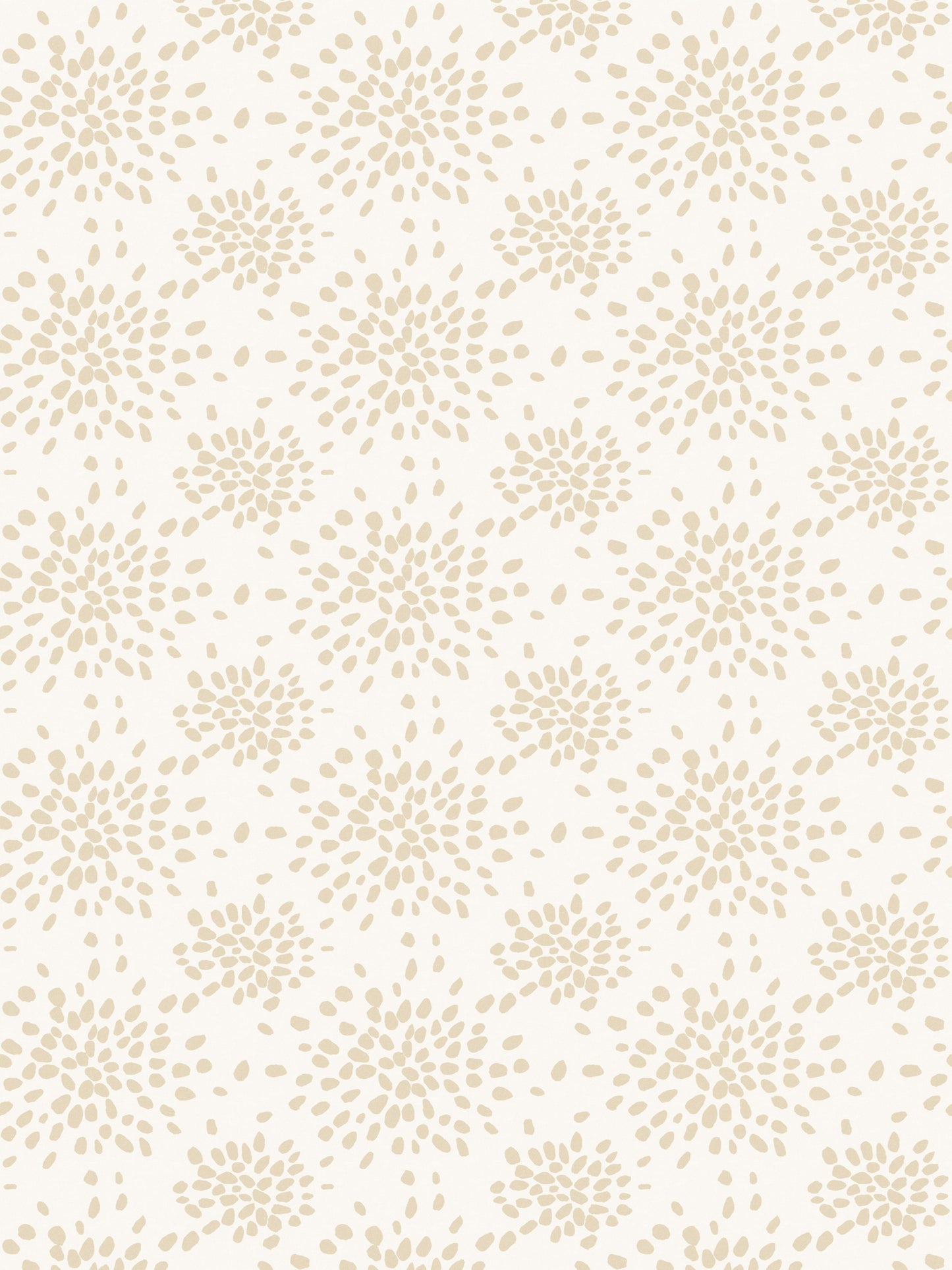 Beige on white wallpaper with a repeating abstract pattern of dots and circles.