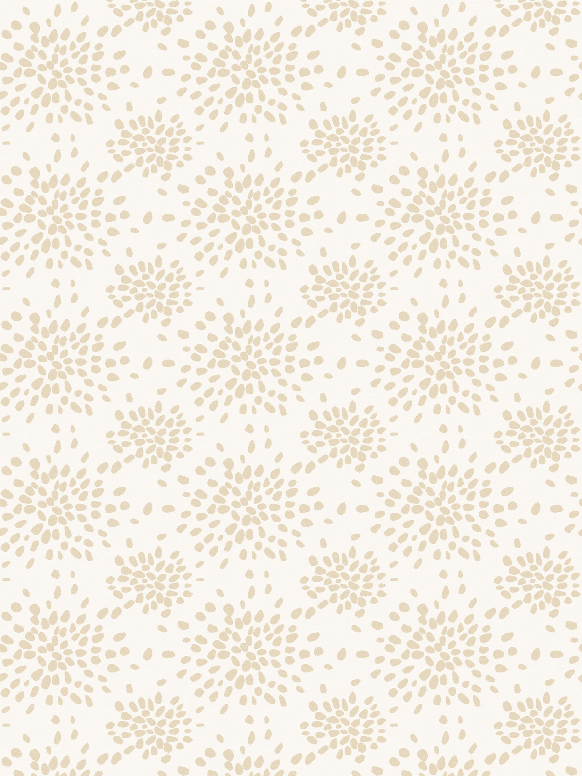 Beige on white wallpaper with a repeating abstract pattern of dots and circles.