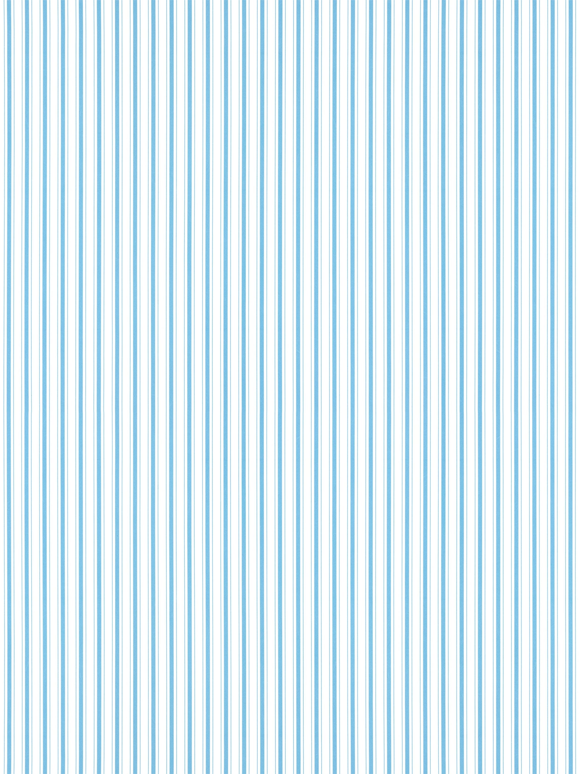 Blue and white vertical stripe pattern; decorative wallpaper or fabric design.