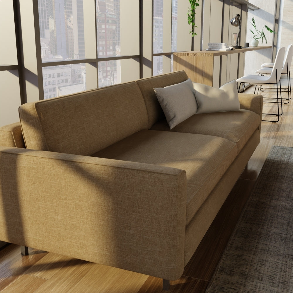 Beige maple solid fabric swatch with visible weave texture.