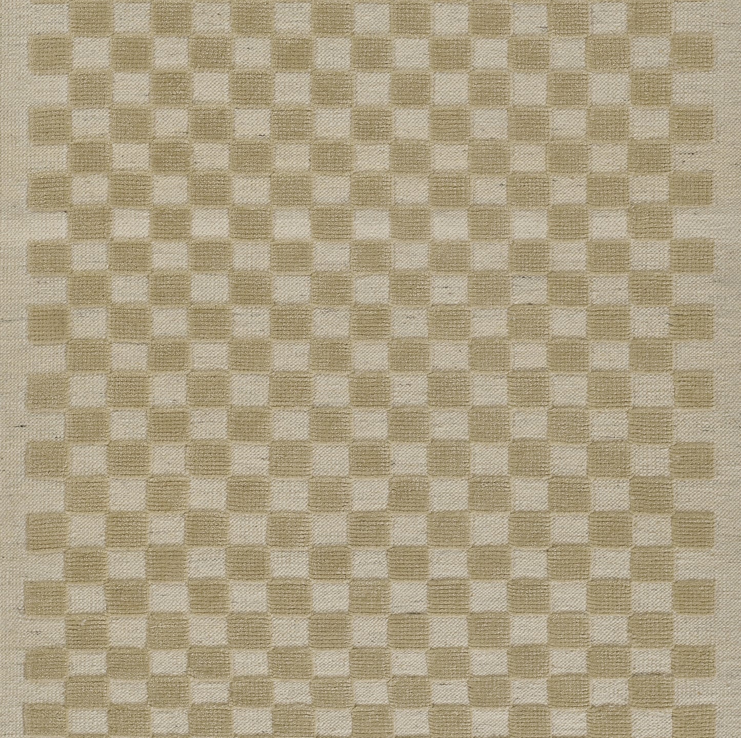 Beige woven checker rug with light-tan squares.
