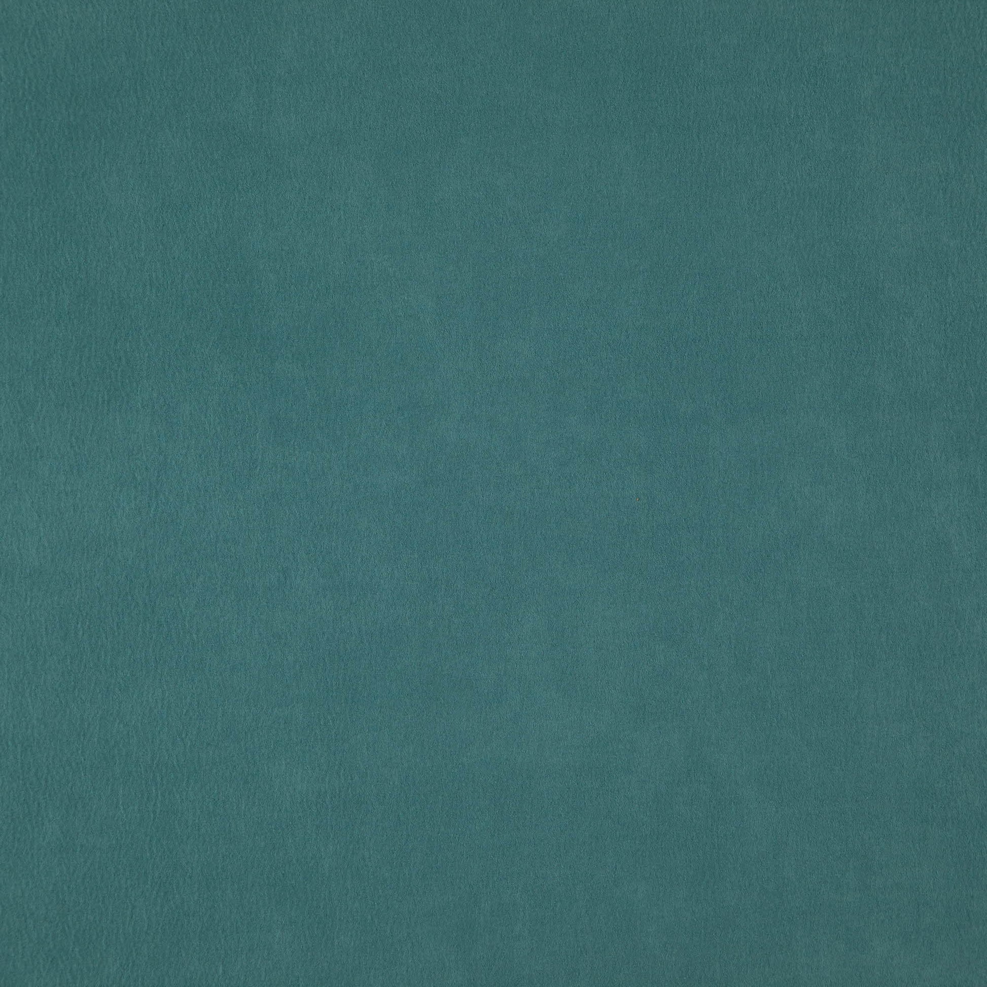 Teal faux suede fabric with subtle nap and matte finish.