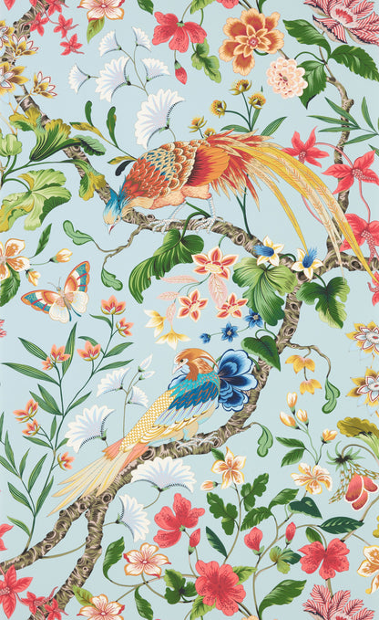 SCALAMANDRE  BOTANY BAY - WALLCOVERING BIRD , ANIMAL 
BOTANICAL , FOLIAGE 
FLORAL SKY MULTI   - WJR00016822D NEW SKU # WJR6822D0001